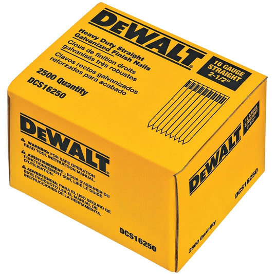 DeWALT DCS16125 Finish Nail, 1-1/4 in L, 16 Gauge, Steel, Galvanized, Brad Head, Smooth Shank