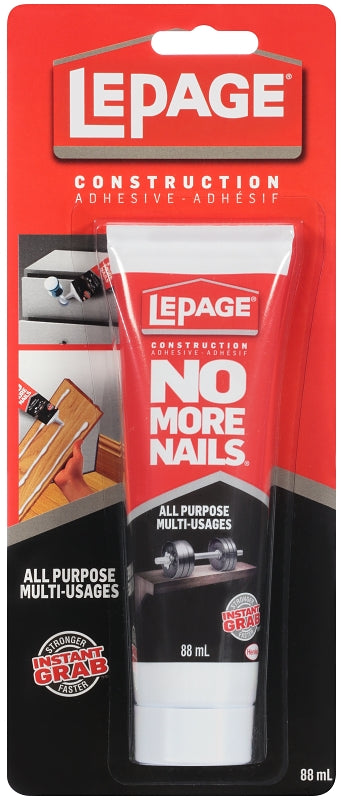 LePage No More Nails PL Premium 1673142 Construction Adhesive, White, 88 mL Tube