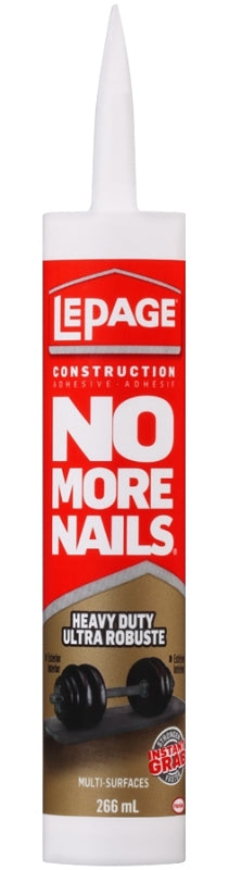 LePage No More Nails 2048231 All Purpose Adhesive, White, 266 mL Cartridge