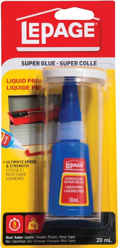 LePage 2600201 Super Glue, Liquid, Sharp, Irritating, Clear/Colorless, 20 mL Carded Bottle