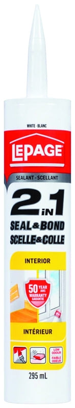 LePage Seal & Bond 1733514 2-in-1 Adhesive and Sealant, White, 295 mL