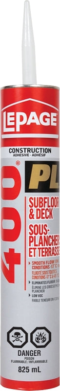 LePage PL 400 1601357 Subfloor and Deck Adhesive, Beige, 825 mL Cartridge