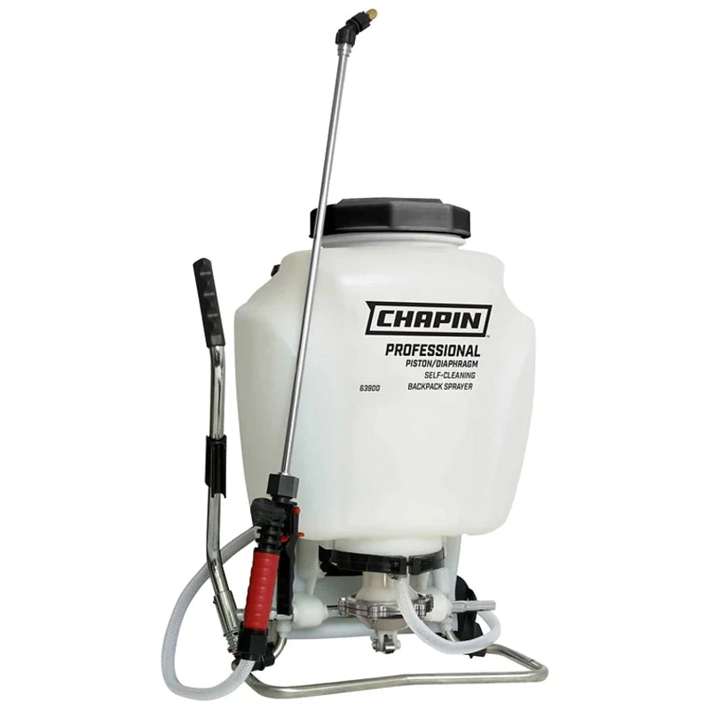 CHAPIN 63900 Backpack Sprayer, 4 gal Tank, Poly Tank, 25 ft Horizontal, 23 ft Vertical Spray Range, 48 in L Hose