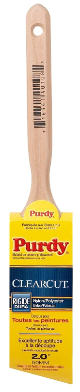 Purdy Clearcut Glide 144152120 Angular Trim Brush, 2 in W, 2-11/16 in L Bristle, Nylon/Polyester Bristle