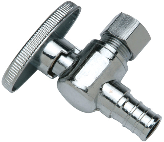 Apollo Valves CPXVA1238C Stop Valve, 1/2 x 3/8 in Connection, PEX Barb x Compression, Brass Body