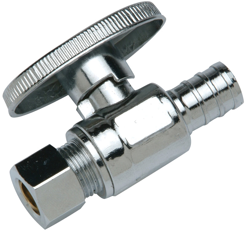 Apollo Valves CPXVS1238C Stop Valve, 1/2 x 3/8 in Connection, PEX Barb x Compression, Brass Body