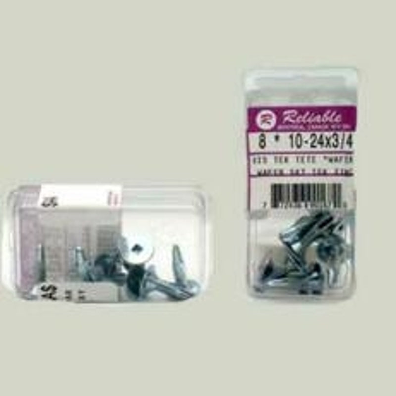 Reliable WKTZ Series WKTZ1034MR Screw, #10-24 Thread, 3/4 in L, Full Thread, Wafer Head, Square Drive, Steel, Zinc