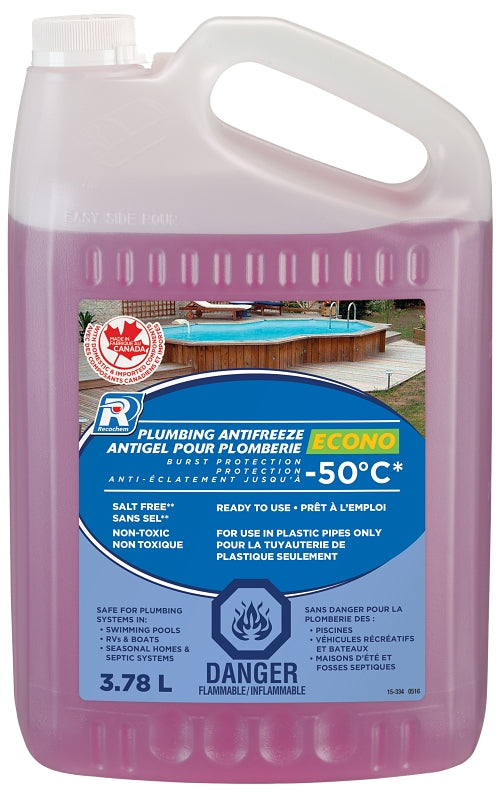 Recochem 15-334 Plumbing Anti-Freeze, 3.78 L, Clear Pink