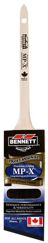 BENNETT RTPN ANG 50 Paint Brush, 2 in W, Nylon/Polyester Bristle, Angular Tapered Handle