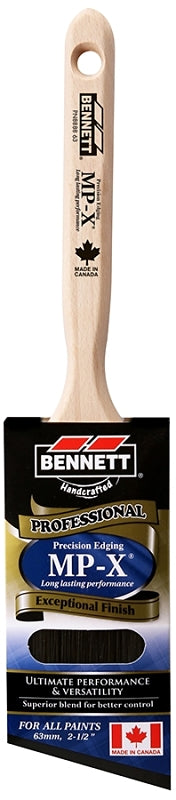 BENNETT PN 8888 63 Paint Brush, 2-1/2 in W, Nylon/Polyester Bristle, Angular Handle