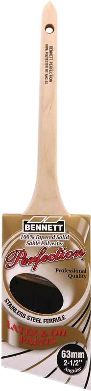 BENNETT RT ANG 63 Paint Brush, 2-1/2 in W, Polyester Bristle, Rat Tail Handle