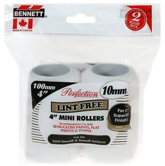 BENNETT 2X4IN LF HI-PK Mini Roller Refill, 10 mm Thick Nap, 100 mm L, Fabric Cover