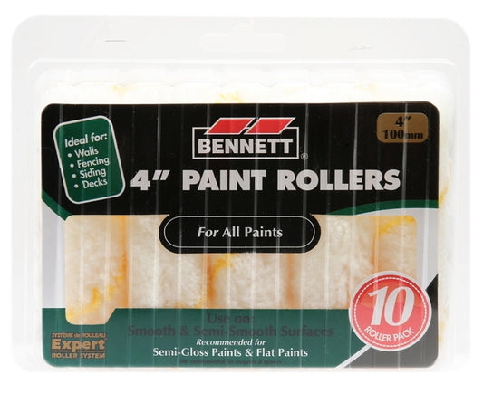 BENNETT 10X4 Y/S Roller Refill, 5 mm Thick Nap, 100 mm L, Fabric Cover