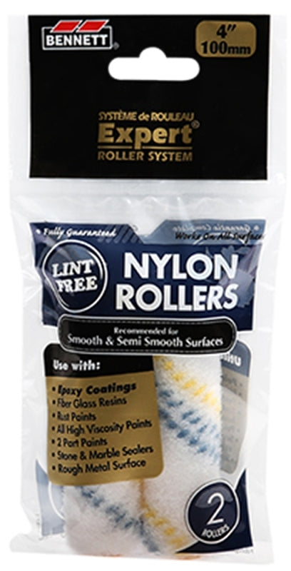 BENNETT 2X4 NYLON Paint Roller Refill, 10 mm Thick Nap, 100 mm L, Nylon Cover