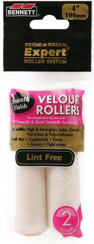 BENNETT 2X4 VELOUR Paint Roller Refill, 100 mm L, Velour Cover