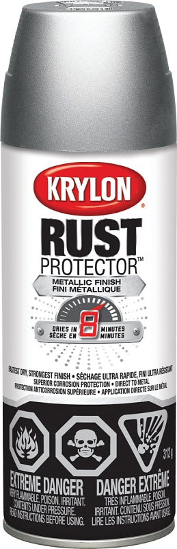 Krylon Rust Protector 469304 Metallic Spray Paint, Silver, 12 oz, Can