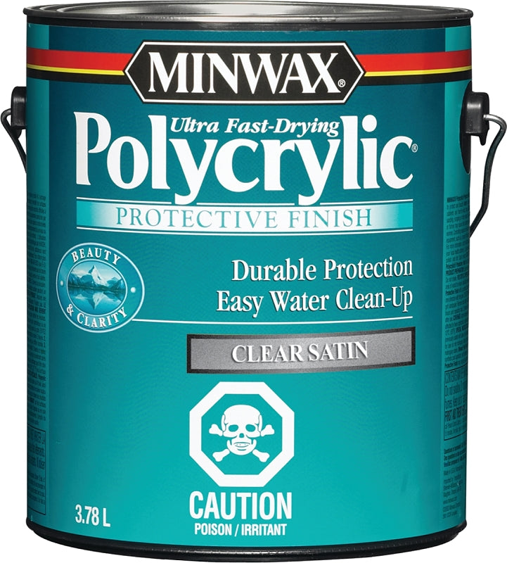 Minwax Polycrylic 32104 Protective Finish, Satin, Liquid, Clear, 3.78 L