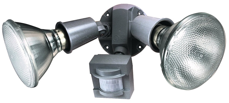 Heath Zenith HZ-5408-GR Motion Activated Security Light, 120 V, 300 W, 2-Lamp, Incandescent Lamp, Plastic Fixture