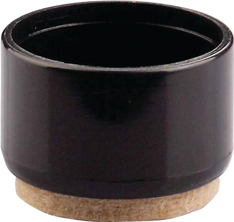 Shepherd Hardware 3933 Furniture Leg Tip with Felt, Round, Plastic, Black, 1 in Dia