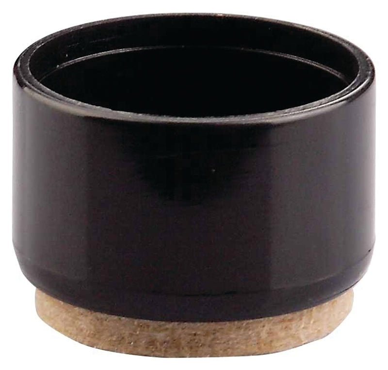 Shepherd Hardware 3934 Furniture Leg Tip with Felt, Round, Plastic, Black, 1-1/4 in Dia