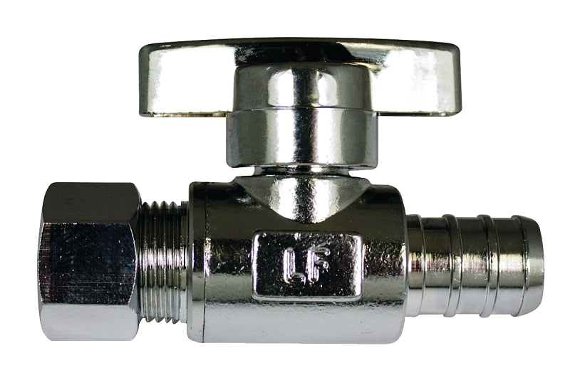 Waterline 1558443LF Straight Ball Valve, 1/2 x 3/8 in Connection, Compression, Brass Body