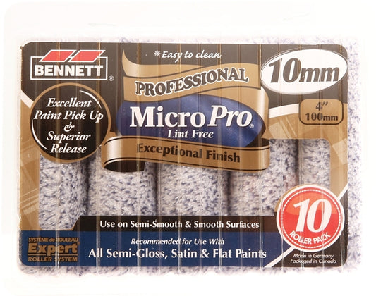 BENNETT 10X4 MP10 Roller Refill, 10 mm Thick Nap, 100 mm L, Microfiber Cover