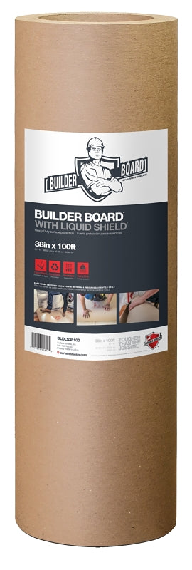 Surface Shields BLDLS38100F Floor Protection Board with Liquid Shield, 100 ft L, 38 in W, 45 mil Thick, Paper, Natural