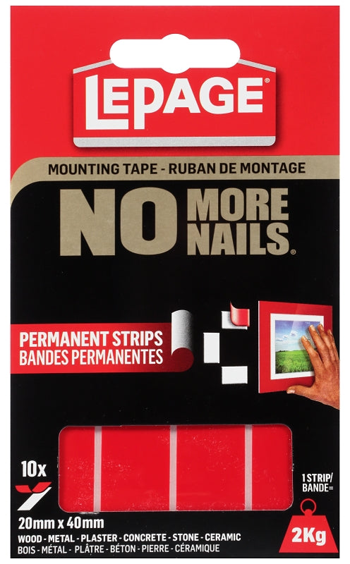 LePage No More Nails 1873067 Mounting Tape, 40 mm L, 20 mm W, White