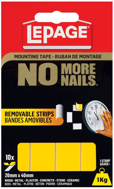 LePage No More Nails 1873073 Mounting Tape, 40 mm L, 20 mm W, White