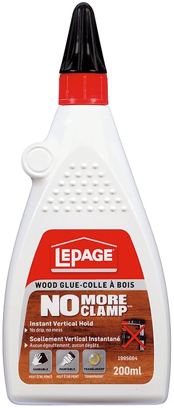 LePage No More Clamp 1982783 Wood Glue, White, 200 mL Bottle