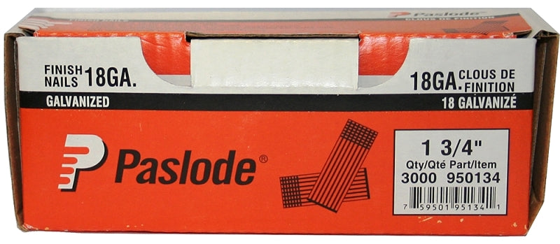 Paslode 950134 Nail, 1-3/4 in L, 18 ga Gauge, Steel, Brad Head, Chisel Shank