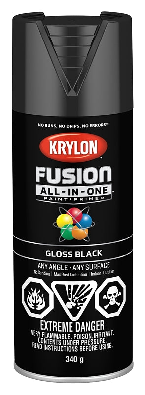 Krylon 427020007 Spray Paint, Gloss, Black, 12 oz, Can