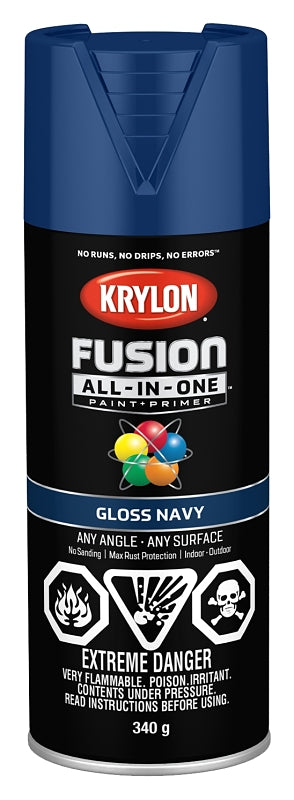 Krylon 427140007 Spray Paint, Gloss, Navy, 12 oz, Can