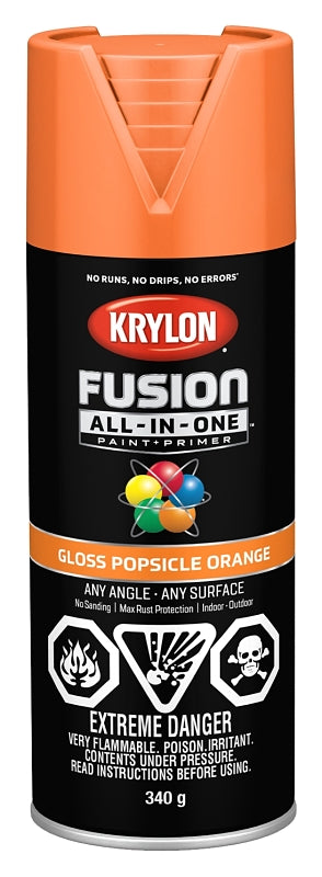 Krylon 427180007 Spray Paint, Gloss, Popsicle Orange, 12 oz, Can