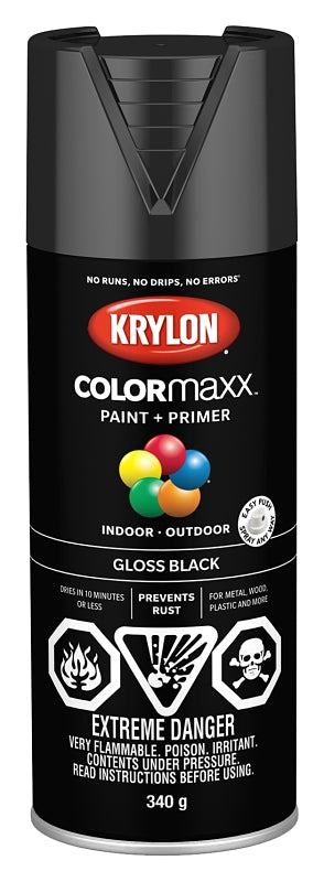 Krylon 455050007 Enamel Spray Paint, Gloss, Black, 12 oz, Can