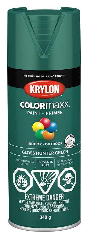 Krylon 455230007 Enamel Spray Paint, Gloss, Hunter Green, 12 oz, Can