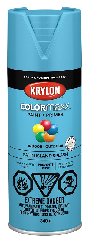 Krylon K05565007 Enamel Spray Paint, Satin, Island Splash, 12 oz