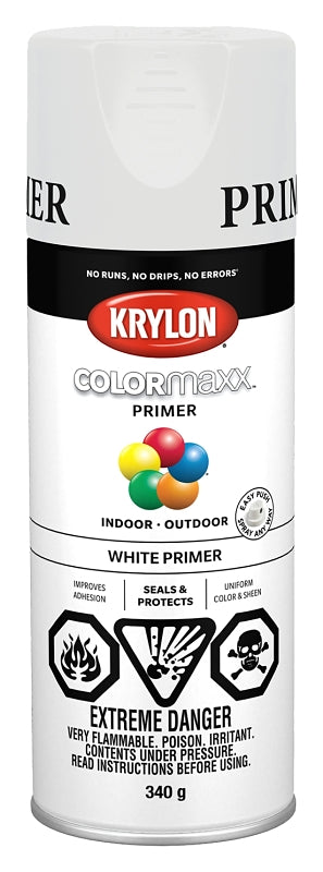 Krylon COLORmaxx 455840007 Paint Primer, White, 12 oz