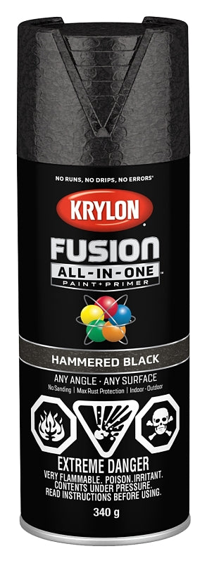 Krylon 427820007 Spray Paint, Hammered, Black, 12 oz, Can