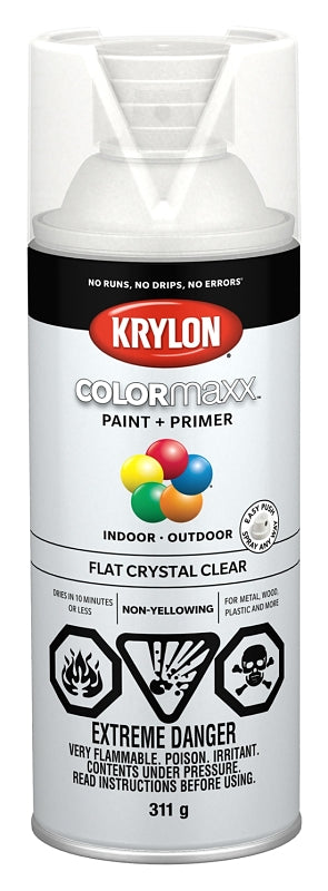 Krylon 455470007 Enamel Spray Paint, Flat, Crystal Clear, 12 oz, Can