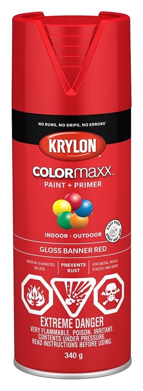 Krylon 455030007 Enamel Spray Paint, Gloss, Banner Red, 12 oz, Can