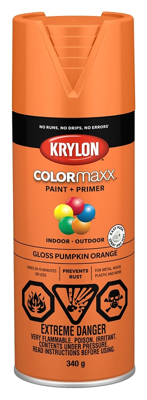 Krylon 455320007 Enamel Spray Paint, Gloss, Pumpkin Orange, 12 oz, Can