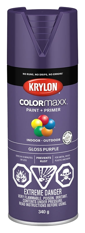 Krylon 455330007 Enamel Spray Paint, Gloss, Purple, 12 oz, Can