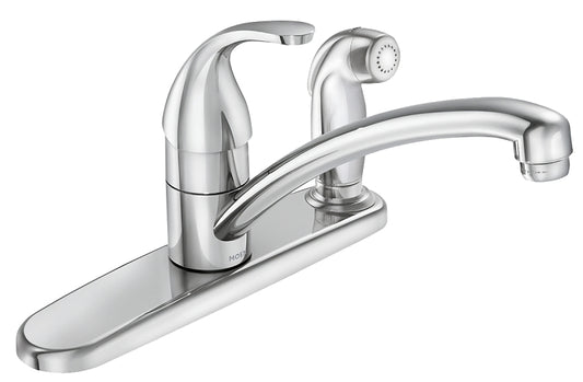 Moen Adler Series 87605 Kitchen Faucet, 1.5 gpm, 3-Faucet Hole, Metal, Chrome Plated, Deck Mounting, Lever Handle