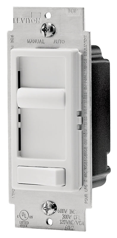 Leviton 06674-722 Slide Dimmer, 120 VAC, 150, 600 W, Dimmable CFL, LED, Incandescent Lamp, 3-Way, White