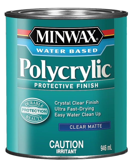 Minwax Polycrylic CM6222244 Protective Finish, Matte, Liquid, 1 qt