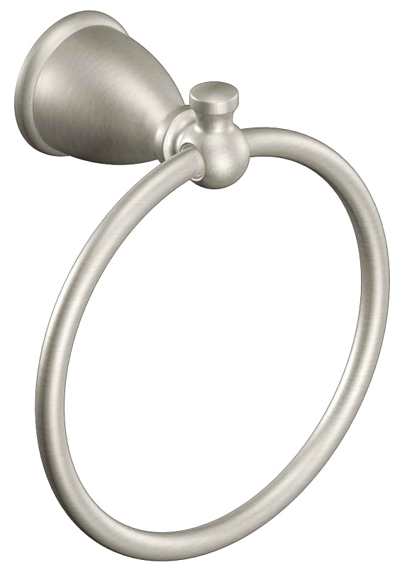 Moen Caldwell Series Y3186BN Towel Ring, 6 in Dia Ring, Aluminum/Zinc, Brushed Nickel, Wall Mounting