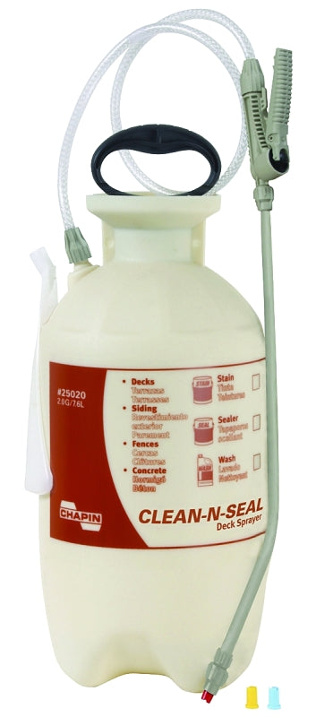 CHAPIN Clean 'N Seal 25020 Compression Sprayer, 2 gal Tank, Poly Tank, 34 in L Hose