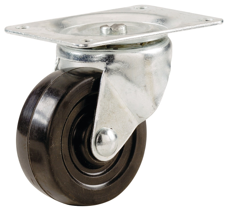 Shepherd Hardware 9479 Swivel Caster, 3 in Dia Wheel, 1-1/4 in W Wheel, Rubber Wheel, 175 lb