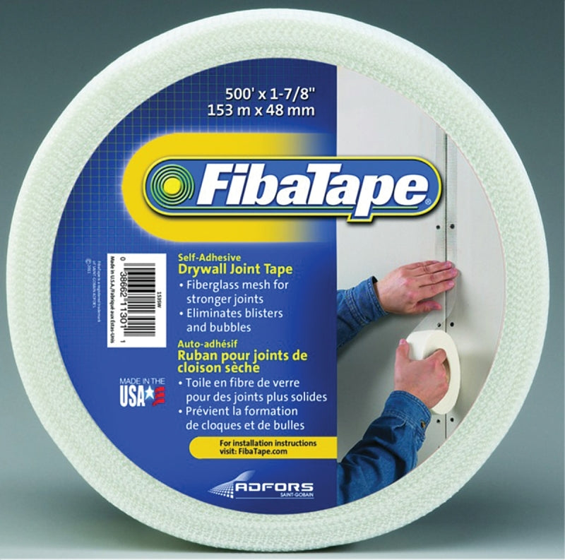 Adfors FibaTape FDW6756-U Standard Drywall Tape Wrap, 500 ft L, 1-7/8 in W, White